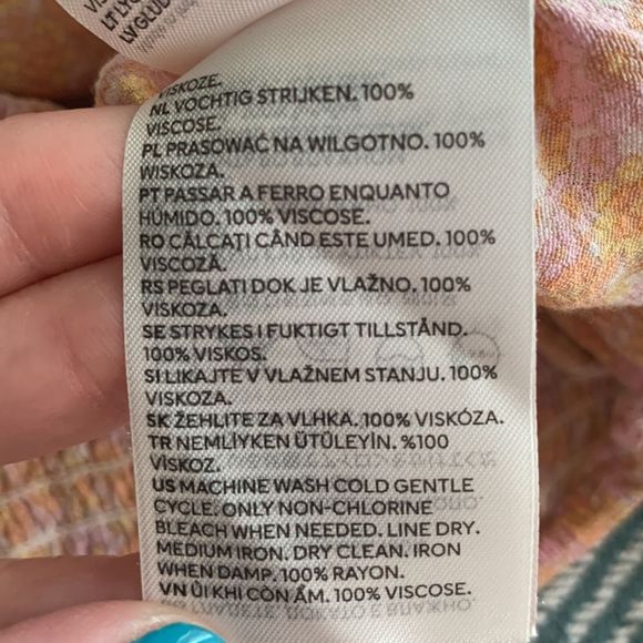 H&M Orange Small Flower V-Neck Drawstring Blouse - Picture 8 of 8